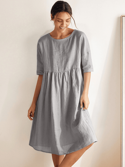 Valencia - Vestido midi 100% de lino con silueta en A