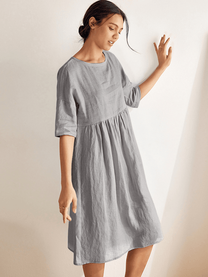 Valencia - Vestido midi 100% de lino con silueta en A