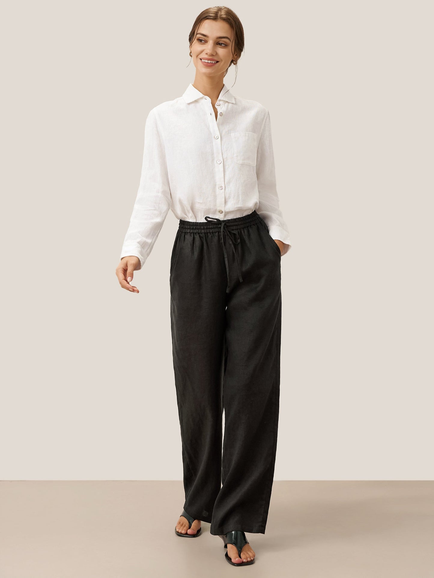 LYON Pantalones clásicos de lino 100%