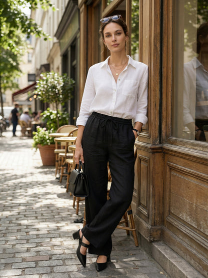 LYON Pantalones clásicos de lino 100%
