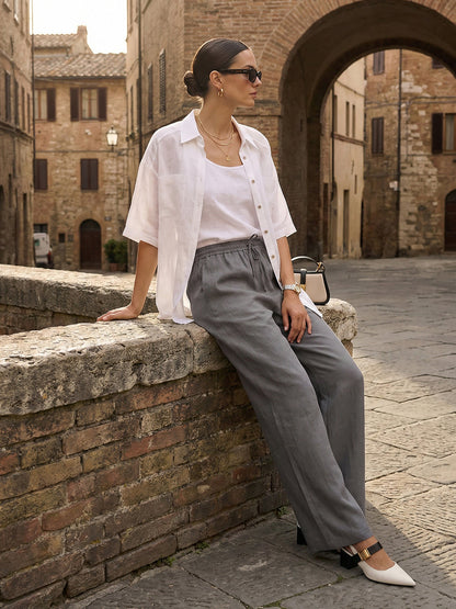 LYON Pantalones clásicos de lino 100%