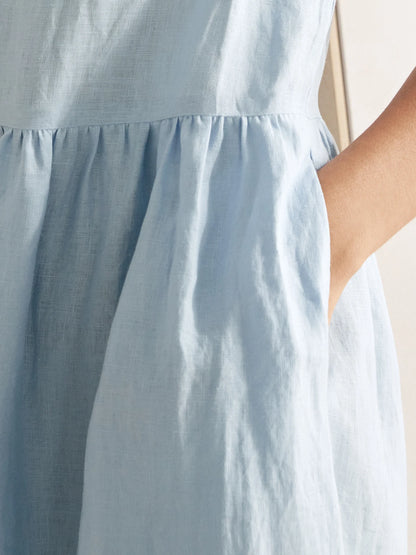Valencia - Vestido midi 100% de lino con silueta en A