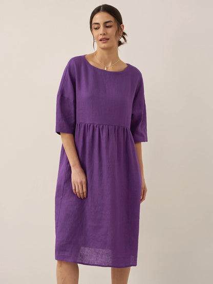 Valencia - Vestido midi 100% de lino con silueta en A