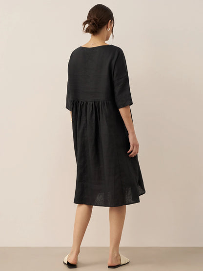Valencia - Vestido midi 100% de lino con silueta en A