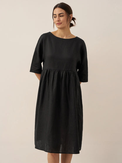 Valencia - Vestido midi 100% de lino con silueta en A