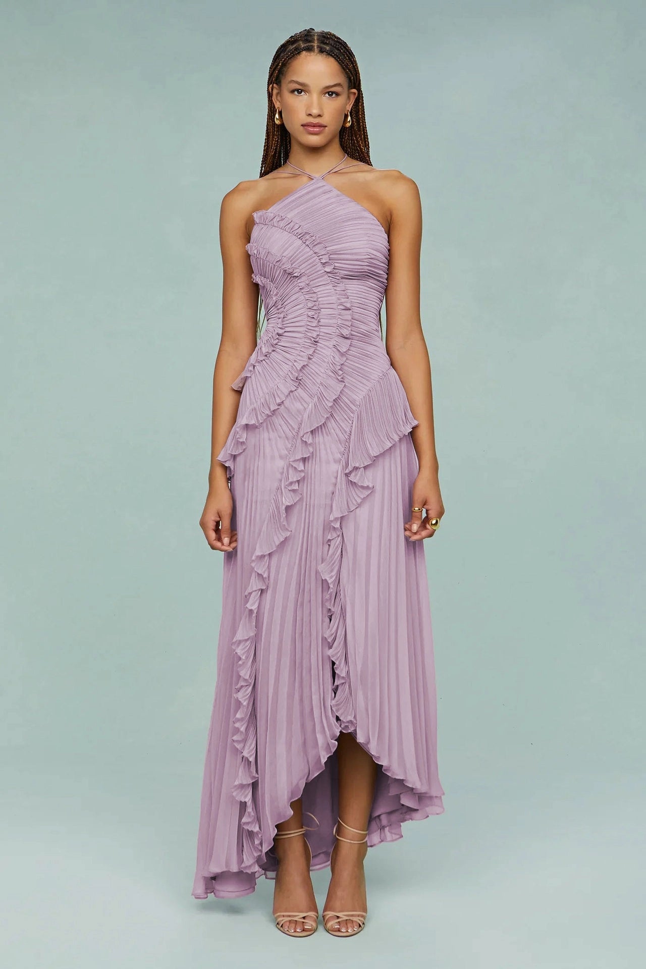 Vestido Midi Halter con Volantes Valeria