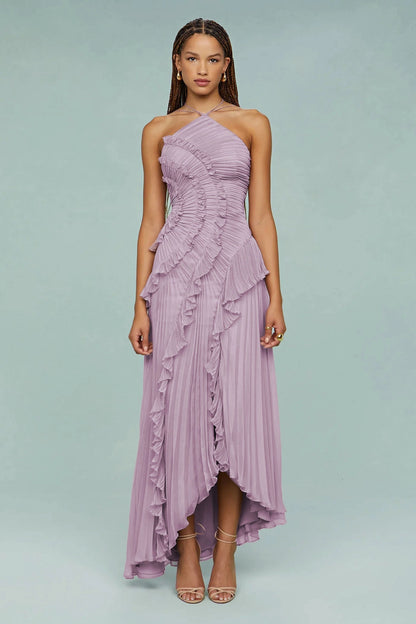 Vestido Midi Halter con Volantes Valeria