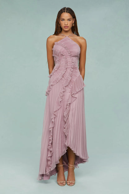 Vestido Midi Halter con Volantes Valeria