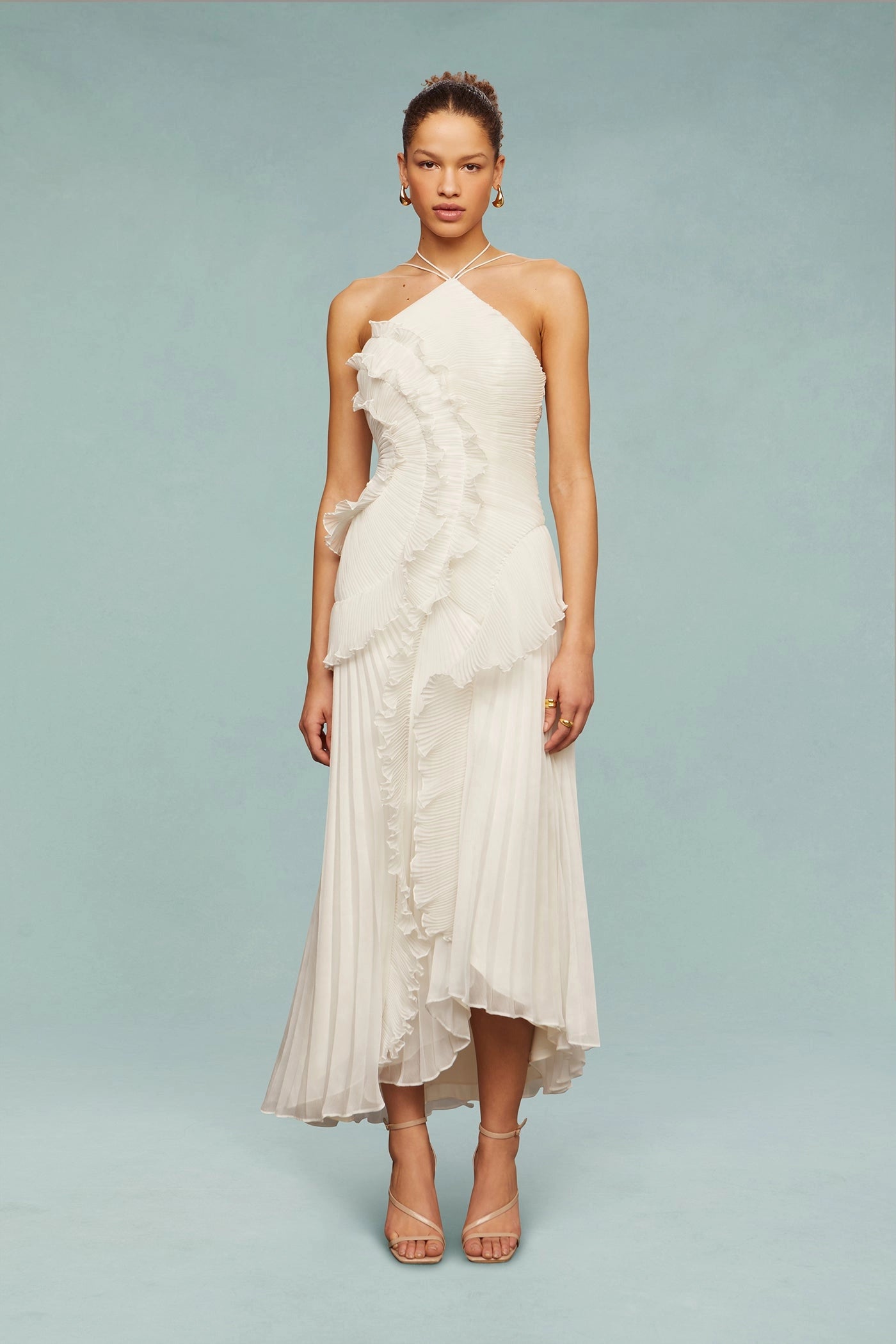 Vestido Midi Halter con Volantes Valeria