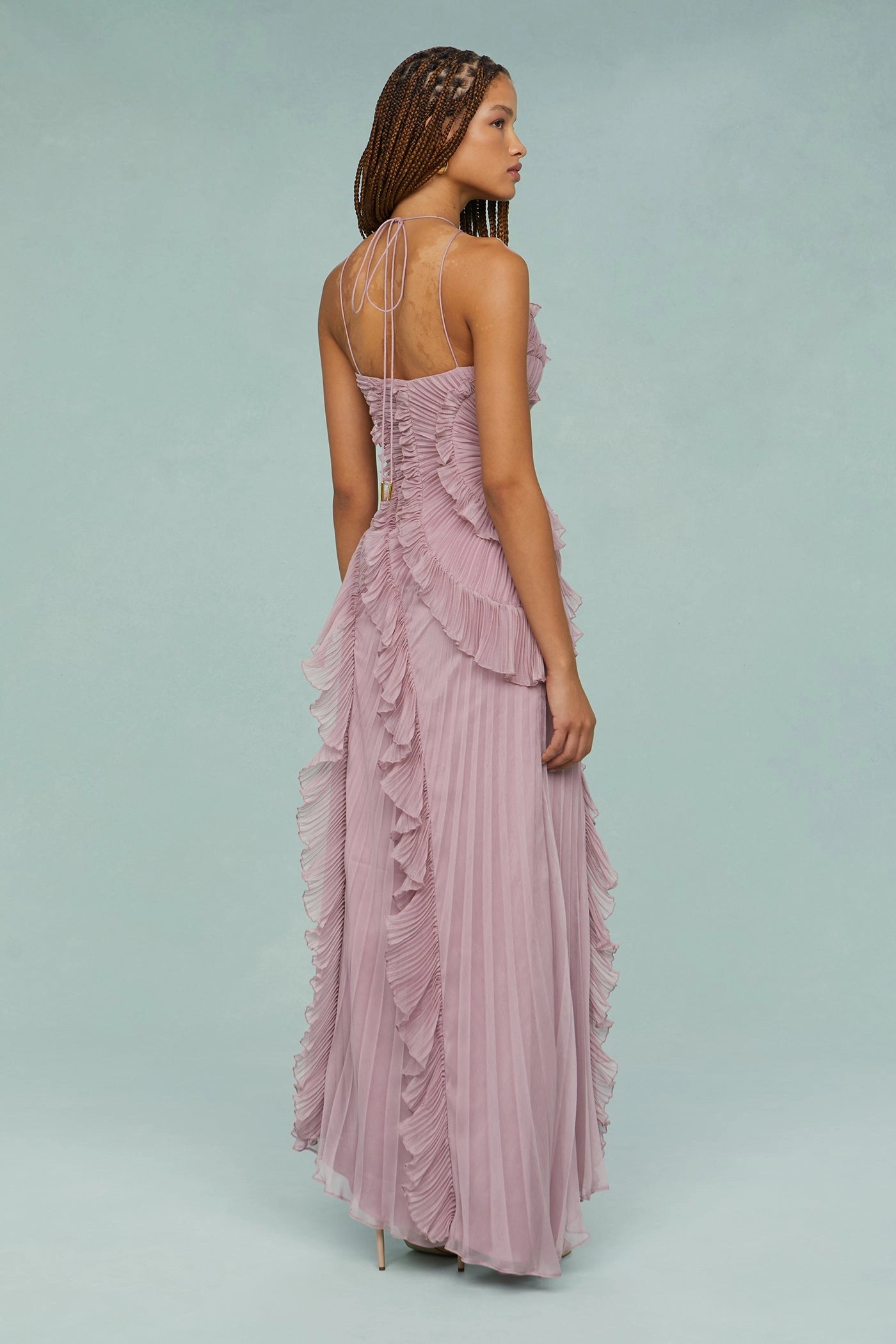 Vestido Midi Halter con Volantes Valeria