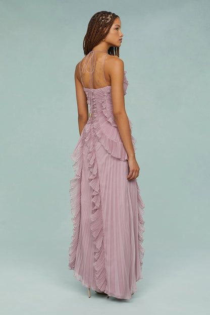 Vestido Midi Halter con Volantes Valeria