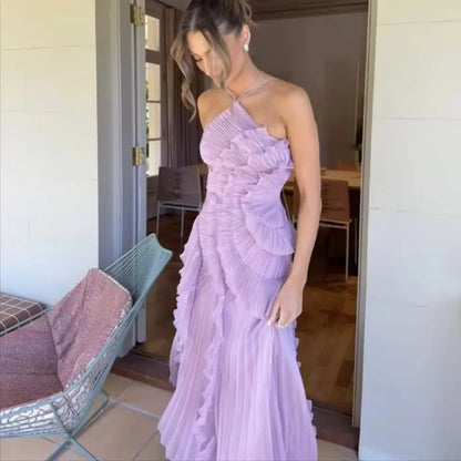 Vestido Midi Halter con Volantes Valeria