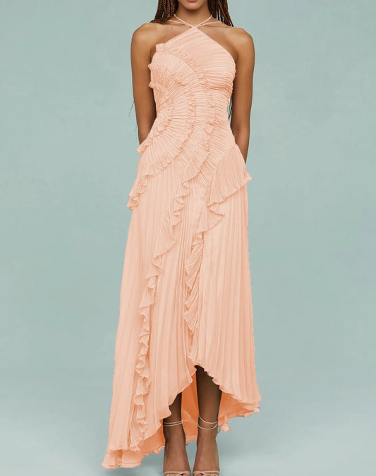 Vestido Midi Halter con Volantes Valeria